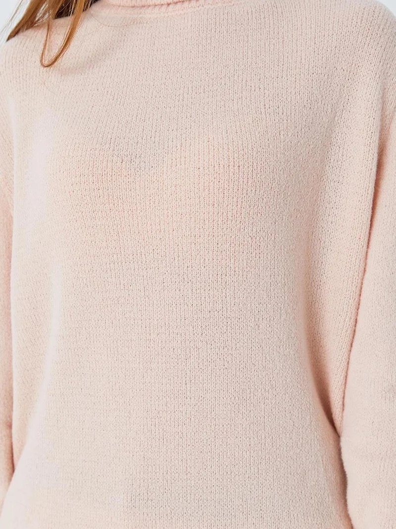 Mixray Powder Pink Mixray Thick Ribbed Turtleneck Sweater for Women | Best Price UAE