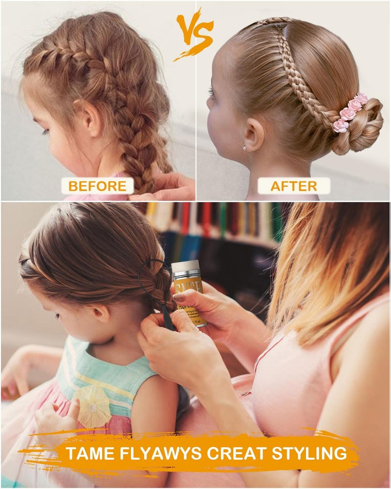 Samnyte Hair Wax Stick - Slick Back Hair Brush Set 6Pcs, Wax Stick for Hair Flyaways, Bun Accessories, Non-greasy Styling Cream for Women, Kids & Teen Girls - Image 4