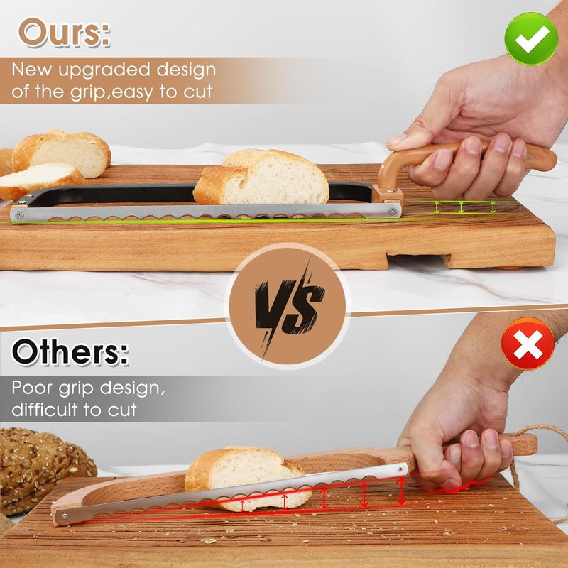Ittnim Bread Knife for Homemade Bread Bow Knife 16", Bread Saw Sourdough Slicer Aluminum Alloy Sourdough Cutter Suit for Left & Right Handed People to Cut Baguettes Vegetables Fruits - Image 3