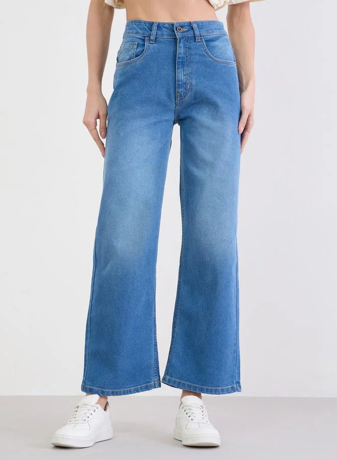 Styli Mid Rise Washed Straight Fit Jeans