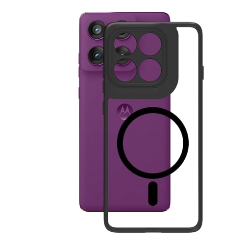 RIGGEAR Shockproof Tough Hybrid Armor Magnetic Back Cover Case Compatible with MagSafe Accessories for Motorola Moto Edge 60 Pro 5G (Clear PC and Black TPU Bumper) - Image 4