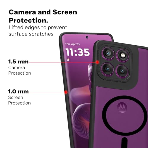RIGGEAR Shockproof Tough Hybrid Armor Magnetic Back Cover Case Compatible with MagSafe Accessories for Motorola Moto Edge 60 Pro 5G (Clear PC and Black TPU Bumper) - Image 5