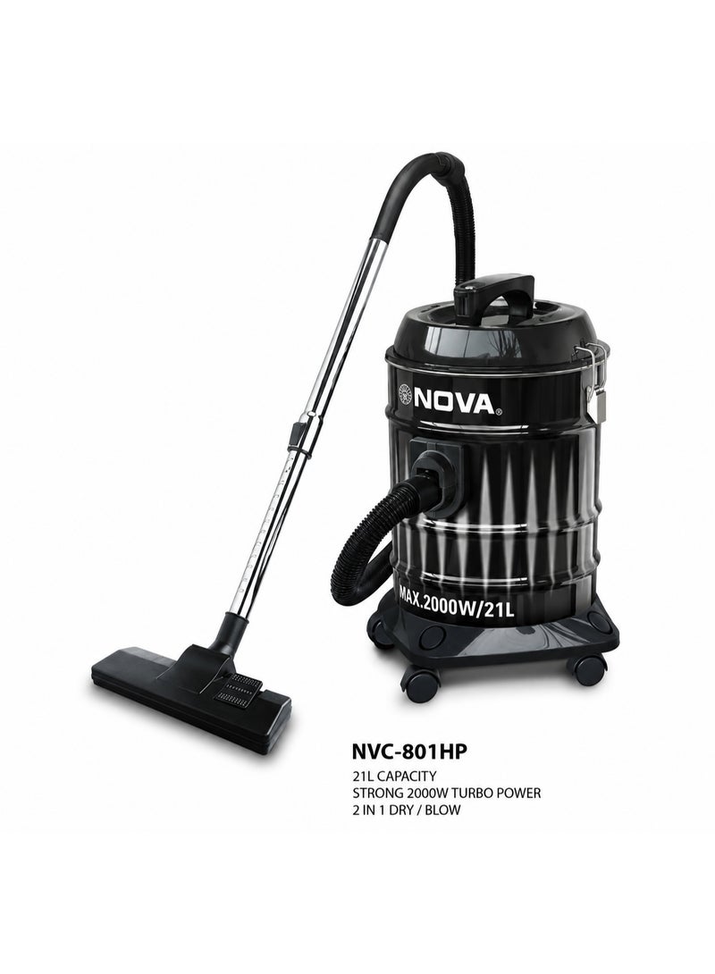 NOVA NVC-801HP Drum Vacuum Cleaner, 2000W, 21L Capacity, Dry/Blow - Image 1