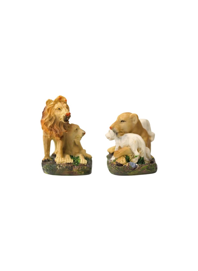 Wonderland - Wonderland Resin Miniature Set of 2 Lions|Tray Gardening Décor - Image 1