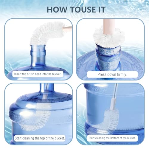 kehail 2 Pack 28 Long Bottle Brush 3 5 Gallon Bottle Cleaner Brush Nylon Bristles and Stainless Steel Handle Bendable Replaceable Brush Head Bottle Cleaning Brush - Image 5