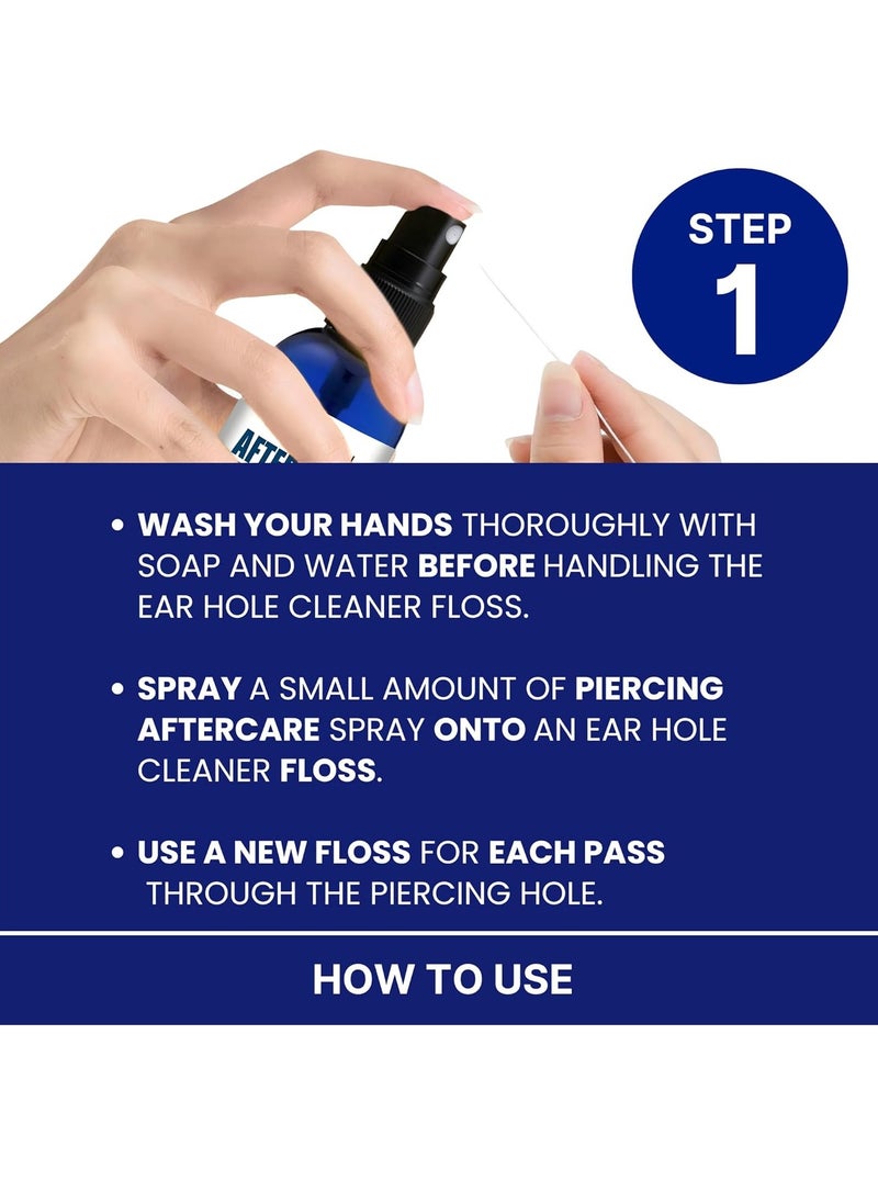 BodyJ4You BodyJ4You Piercing Aftercare Spray Keloid Bump Removal Piercing Hole Cleaner - Earring Hole Cleaner Piercing Floss Ear Hole Cleaner - Natural Saline Wound Wash - Pierced Ears Nose Cleaning Kit  - Image 4