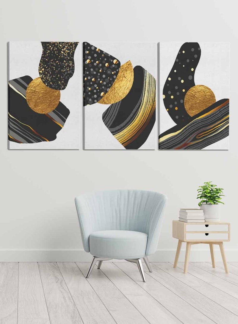 LOWHA Set Of 3 Framed Canvas Wall Arts Stretched Over Wooden Frame, Abstract Moon Paintings, For Home, Living Room, Office Decor  - Image 3