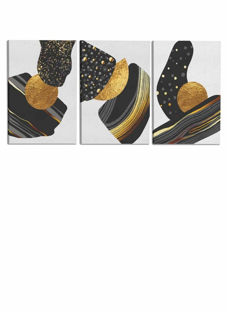 LOWHA Set Of 3 Framed Canvas Wall Arts Stretched Over Wooden Frame, Abstract Moon Paintings, For Home, Living Room, Office Decor  - Image 4