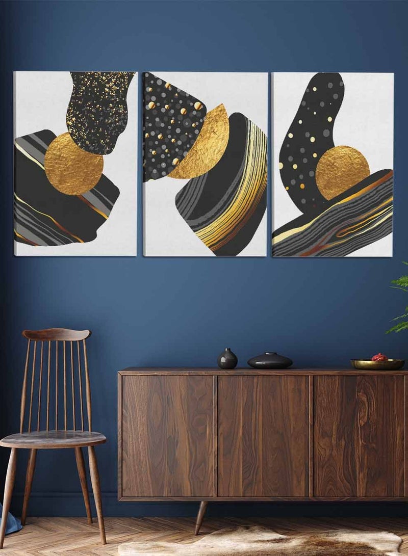 LOWHA Set Of 3 Framed Canvas Wall Arts Stretched Over Wooden Frame, Abstract Moon Paintings, For Home, Living Room, Office Decor  - Image 2