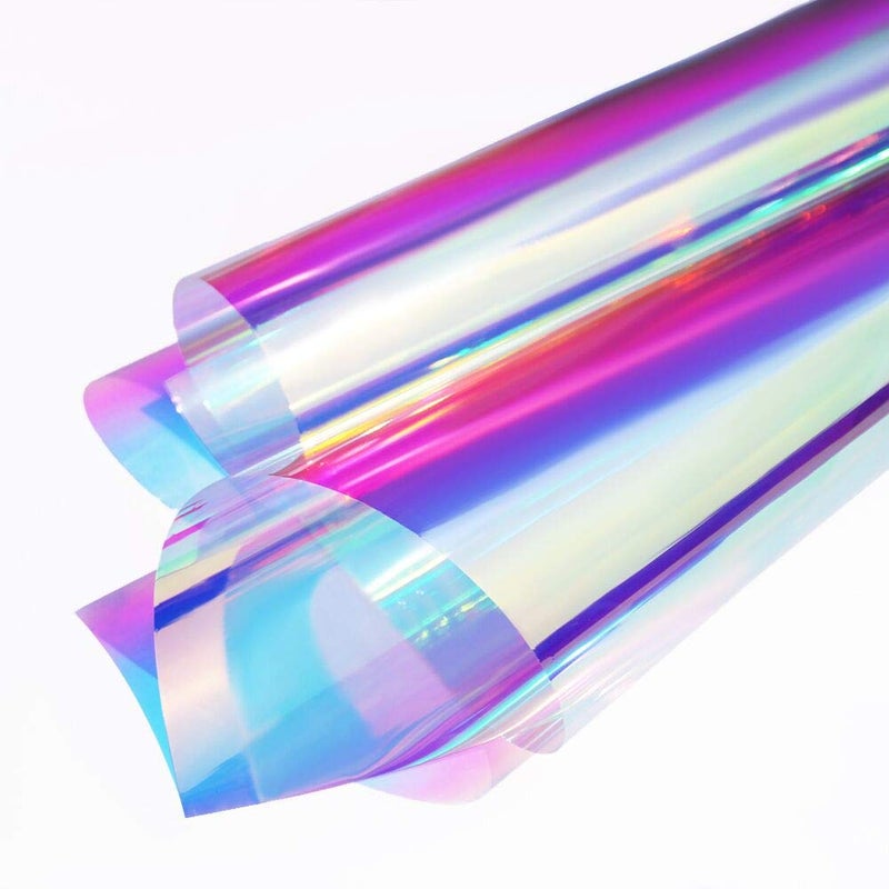 Holographic Decorative Iridescent Window Film Adhesive Glass Film Chameleon Rainbow Effect for Home Decal DIY Christmas Party Decoration 24Inch x 10Feet Cool Color
