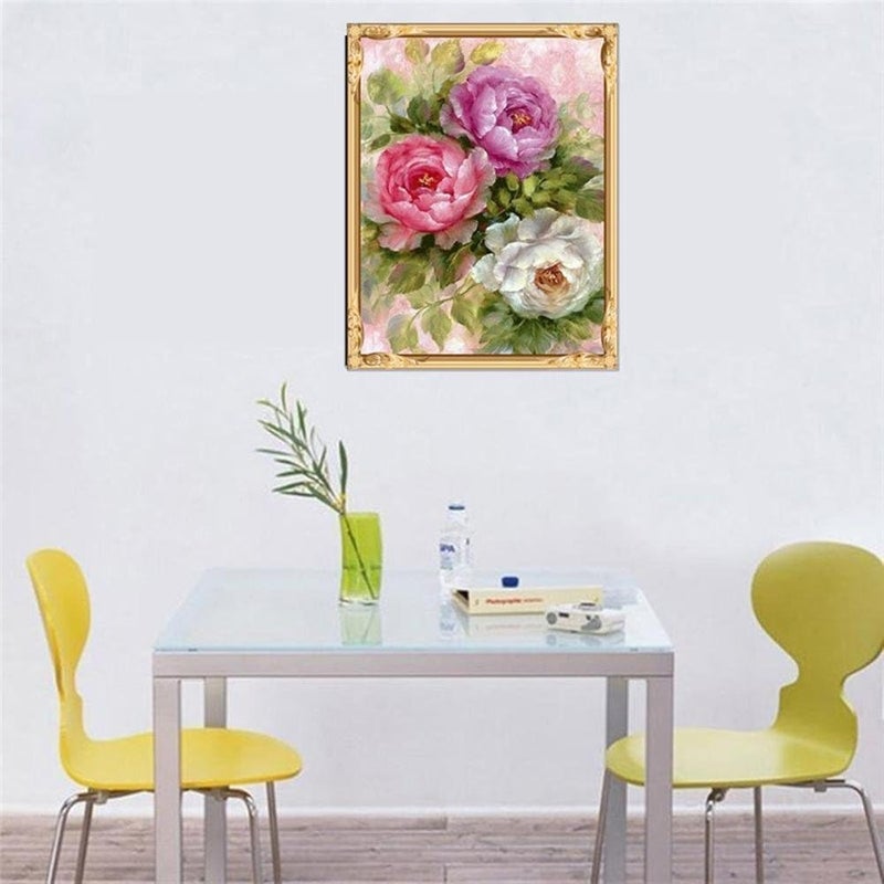 Simxen Enchanting Flower Rose 5D DIY Diamond Art Painting Kit Rhinestone Crystal Embroidery Craft Canvas Painting Pictures for Kids and Adults Ideal for Home Wall Decor 30x40 cm Flower - Image 5