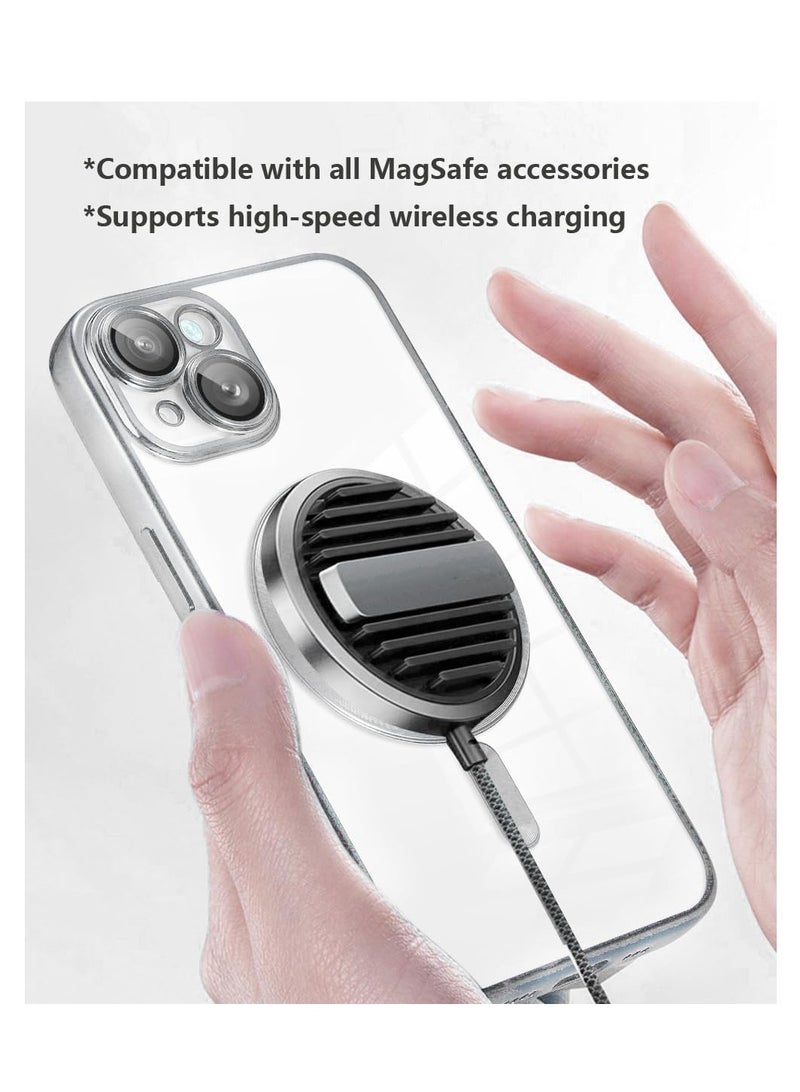 MIGOFAST IPhone 13Mini Magnetic Case for Case Compatible with MagSafe  Camera Lens Protector Plating Luxury Cover for Women Men Clear Soft TPU Shockproof Protective Phone Case iPhone 13Mini Silver) - Image 3