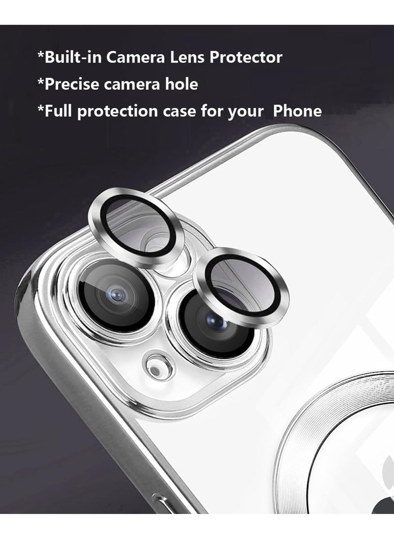 MIGOFAST IPhone 13Mini Magnetic Case for Case Compatible with MagSafe  Camera Lens Protector Plating Luxury Cover for Women Men Clear Soft TPU Shockproof Protective Phone Case iPhone 13Mini Silver) - Image 4