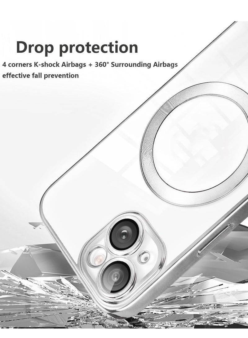 MIGOFAST IPhone 13Mini Magnetic Case for Case Compatible with MagSafe  Camera Lens Protector Plating Luxury Cover for Women Men Clear Soft TPU Shockproof Protective Phone Case iPhone 13Mini Silver) - Image 5