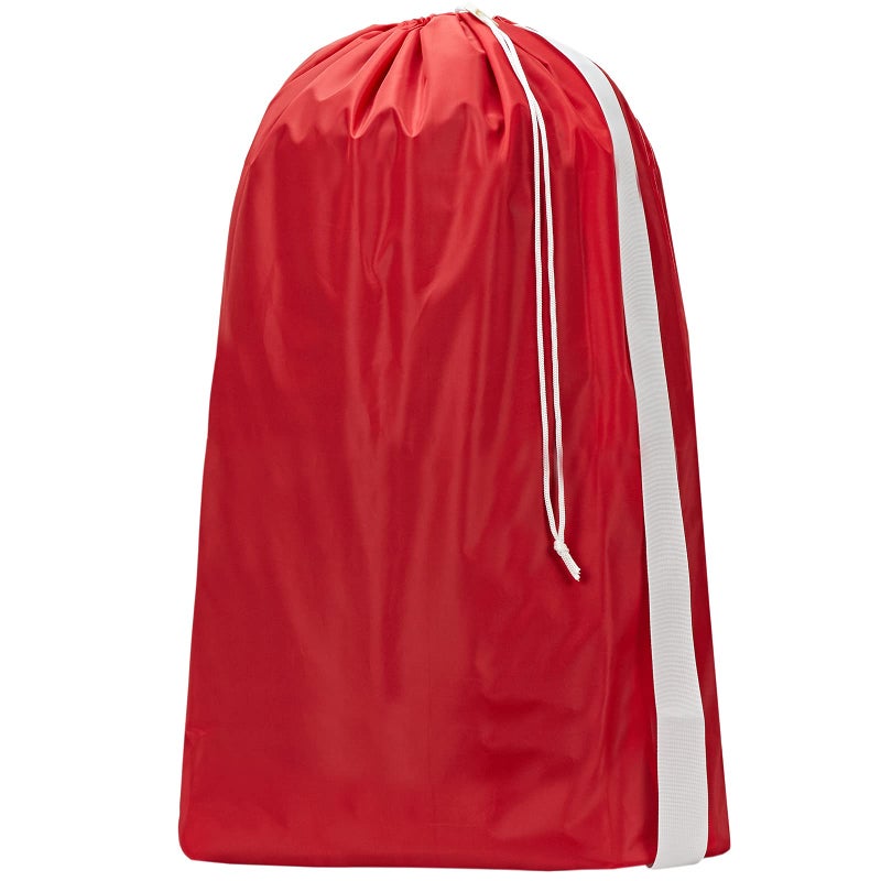 HOMEST XL Nylon Laundry Bag with Strap Large Dirty Garments Organizer Easy Fit a Hamper or Clothing Basket Can Carry Up to 4 Loads of Clothes Red - Image 1