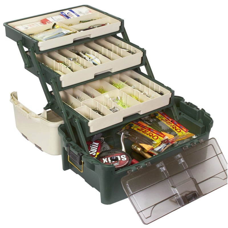 Plano Hybrid Hip Tackle System, One Size, White and Green, Premium Tackle Storage with Removable Drawers, Fits StowAway Utility Boxes, Storage for Fishing - Image 1
