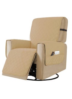 Recliner Chair Covers Small Recliner Sofa Slipcovers Reversible Washable Recliner Chair Protector With Elastic Adjustable Strap (Small Khaki)