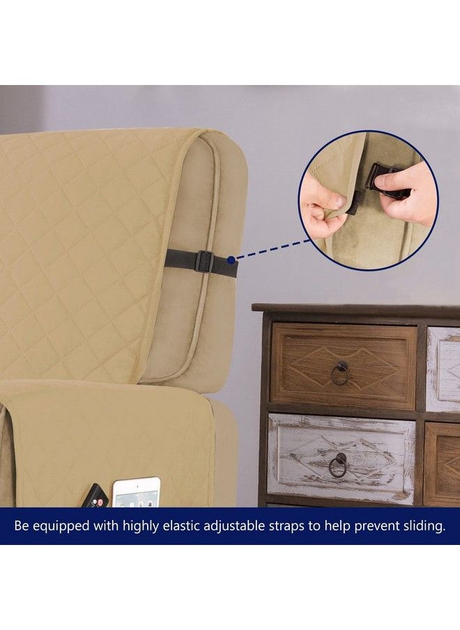 subrtex - Recliner Chair Covers Small Recliner Sofa Slipcovers Reversible Washable Recliner Chair Protector With Elastic Adjustable Strap (Small Khaki) - Image 1