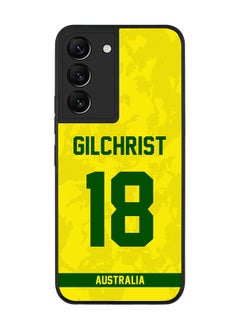 Rugged Black Edge Case for Samsung Galaxy S22+ 5G, Slim fit Soft Case Flexible thin Cover - Player Name - Adam Gilchrist, Jersey Number- 18