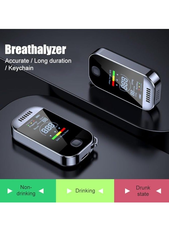 general USB Rechargeable Breath Breath Tester 0.000~0.199% BAC Portable Breathalyzer 50 Sets of Recording with Light and Color LCD Display (Black) - Image 3