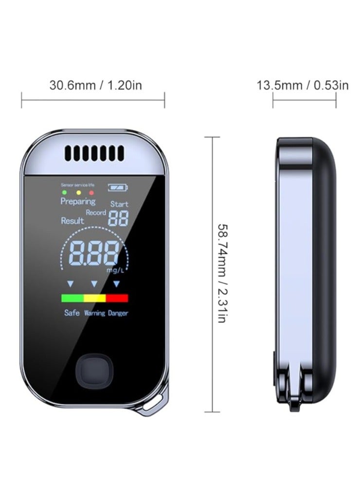 general USB Rechargeable Breath Breath Tester 0.000~0.199% BAC Portable Breathalyzer 50 Sets of Recording with Light and Color LCD Display (Black) - Image 5