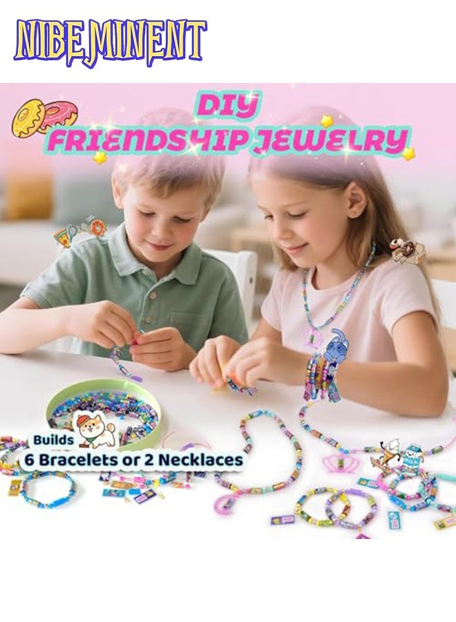 NIBEMINENT Rolls Stickers, Jewelry Making Kit, Kids Art & Craft Toys Includes 320 Mini Sticky, Builds 6 Bracelet or 2 Necklace, 200 Beads & 2 Pendants, Wearable DIY Friendship Gift for Kids Ages 5+ Girls & Boys - Image 2