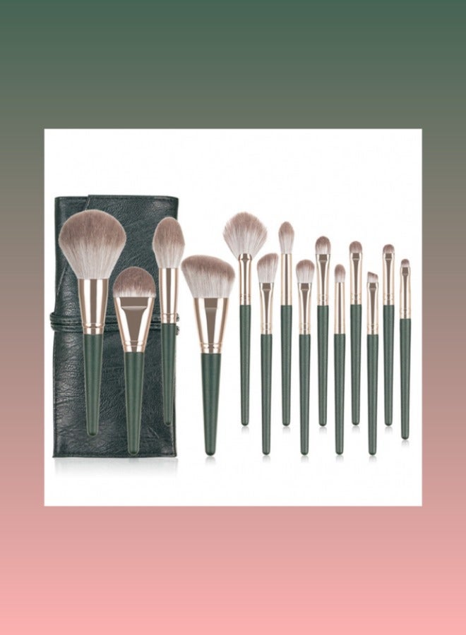 Professional 14pcs Makeup Brushes Hybrid Blush Concealer Eyeshadow Premium Synthetic Kabuki Foundation Blending Brush Includes Travel Cosmetic Bag - Image 1