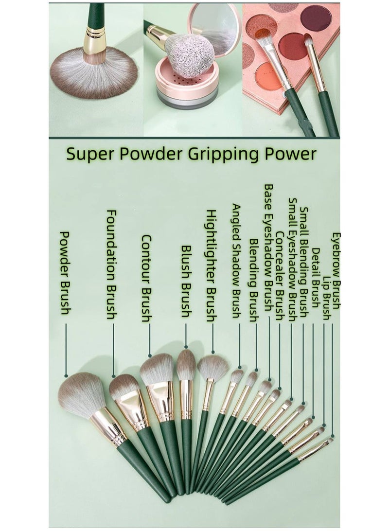 Professional 14pcs Makeup Brushes Hybrid Blush Concealer Eyeshadow Premium Synthetic Kabuki Foundation Blending Brush Includes Travel Cosmetic Bag - Image 5