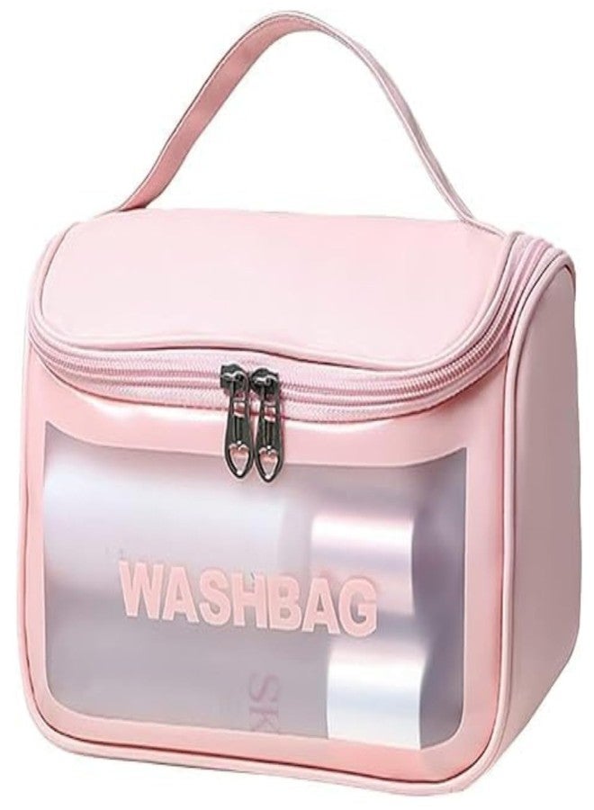 Giffy Makeup Pouch Travel Toiletries Organizer Cosmetic Bags Perfect for Makeup Brushes Accessories Waterproof Zippered Cosmetic Bag Portable Carry Pouch | Portable for Women Bathroom Pink Pack of 1 - Image 1