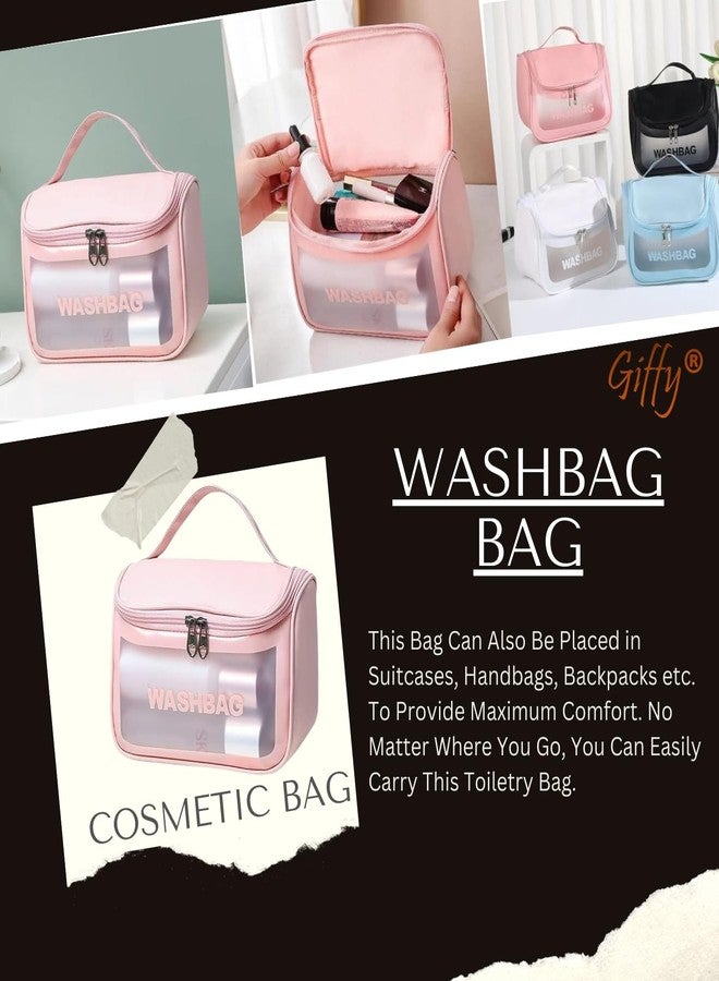 Giffy Makeup Pouch Travel Toiletries Organizer Cosmetic Bags Perfect for Makeup Brushes Accessories Waterproof Zippered Cosmetic Bag Portable Carry Pouch | Portable for Women Bathroom Pink Pack of 1 - Image 5
