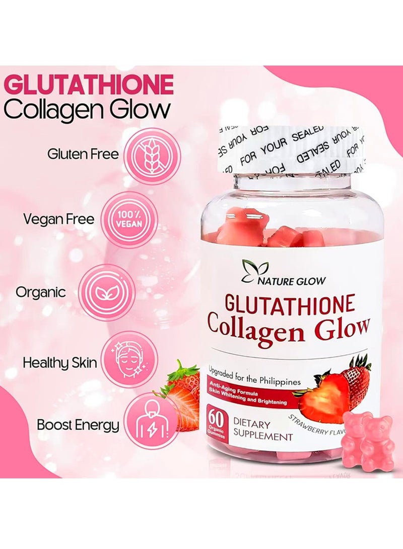 NATURE Collagen Glow Anti Aging Skin Whitening Vitamins Strawberry Flavor  - Image 2