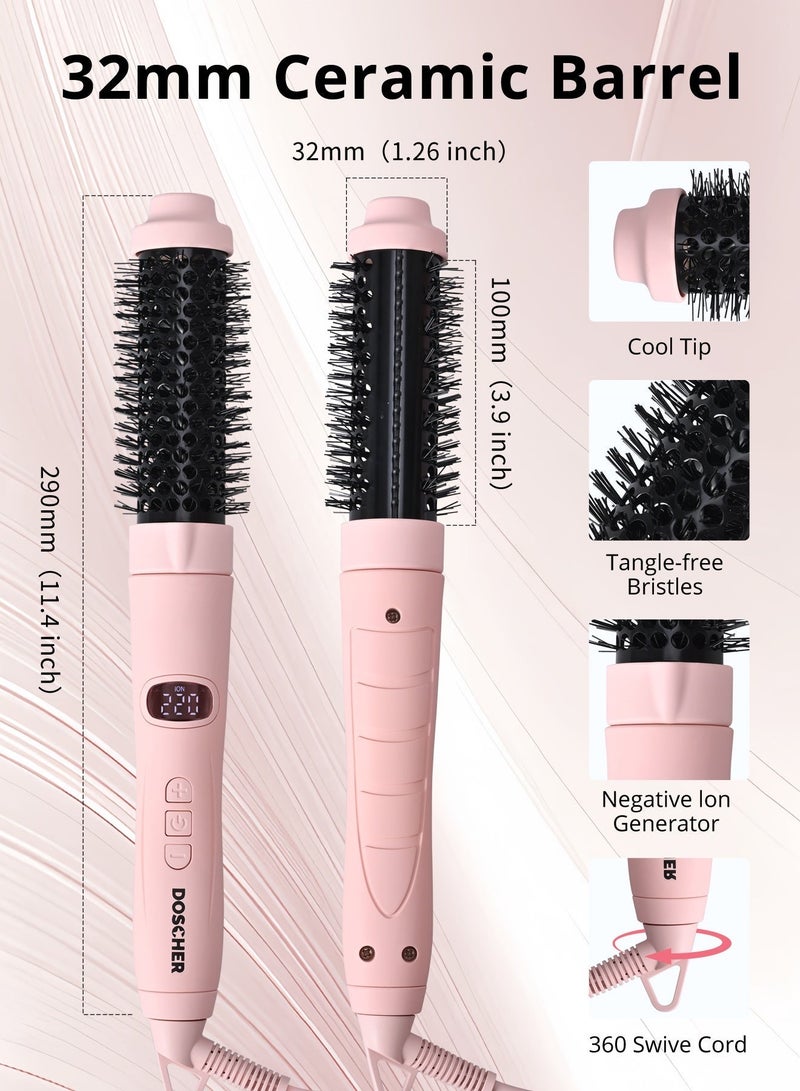 DOSCHER Multi-functionalcurling comb, Thermal Hot Brush, 32mm Barrel for Straightening & Curling, Smooth & Shiny Hair with Negative Ions, Adjustable 60–220°C, Fast Heat. - Image 4