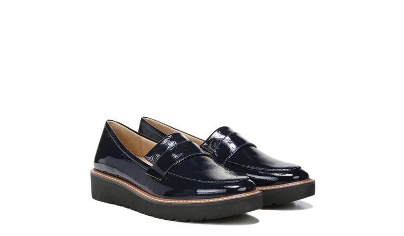 Naturalizer Womens Adaline Slip On Lightweight Platform Loafer,Navy Blue Crinkle Patent Leather,9M - Image 1