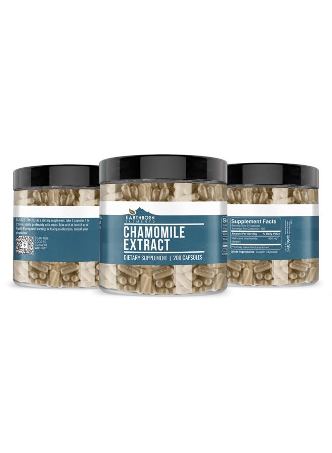 earthborn elements Chamomile Extract 200 Capsules, Pure & Undiluted, No Additives - Image 2