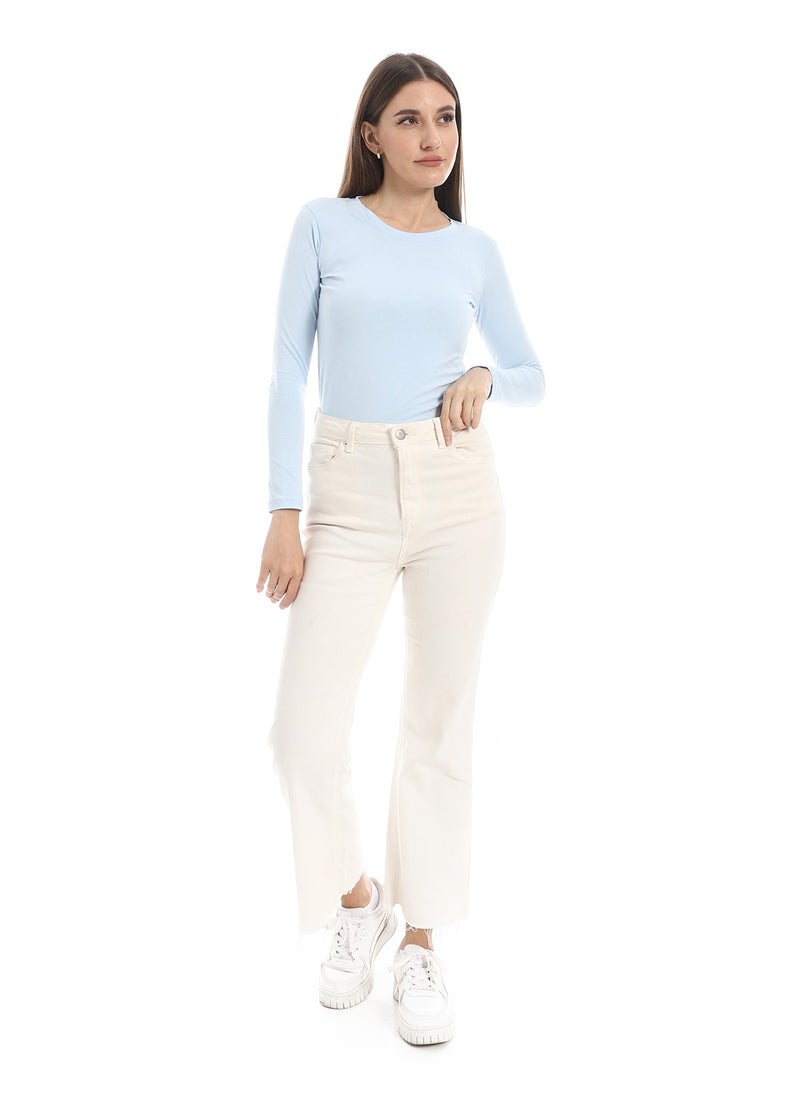Andora - Round Neck Slip On Light Blue Basic Top_Blue - Image 1