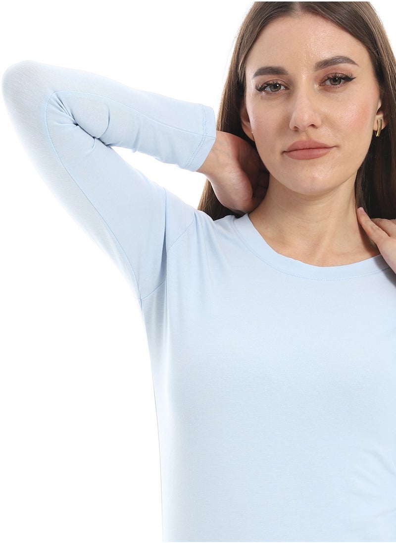 Andora - Round Neck Slip On Light Blue Basic Top_Blue - Image 1
