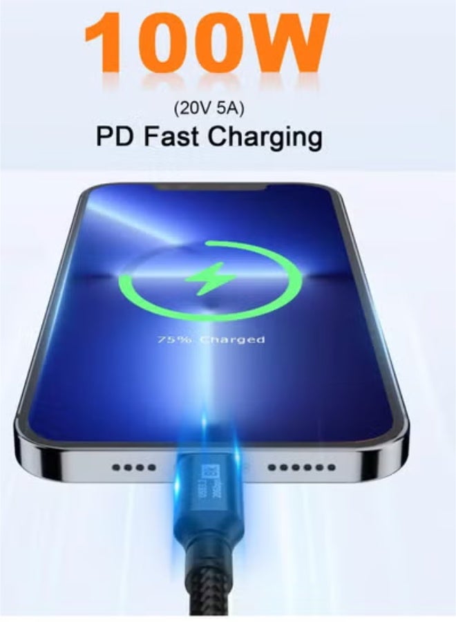 Peachjoy Short USB C to USB C Cable, 6FT USB 3.2 Gen 2 USB C Cable Short, 20Gbps Data Transfer and 100W PD Type C to Type C Fast Charger Cable Support 8K@60Hz Video for Thunderbolt 3,MacBook Pro. - Image 5