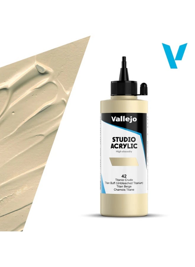 ألوان أكريليك احترافية للفنانين والاستوديوهات - تيتانيوم باف (تيتانيوم غير مبيض)، صبغة عالية، تغطية ناعمة على القماش والخشب - ٢٠٠ مل