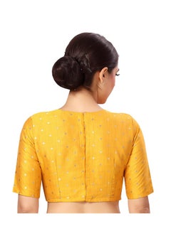 Studio Shringaar Studio Shringaar Silky Brocade Readymade Elbow Length Sleeves Saree Blouse(Orange, 50)  - Image 2