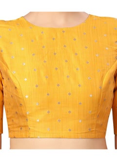 Studio Shringaar Studio Shringaar Silky Brocade Readymade Elbow Length Sleeves Saree Blouse(Orange, 50)  - Image 3
