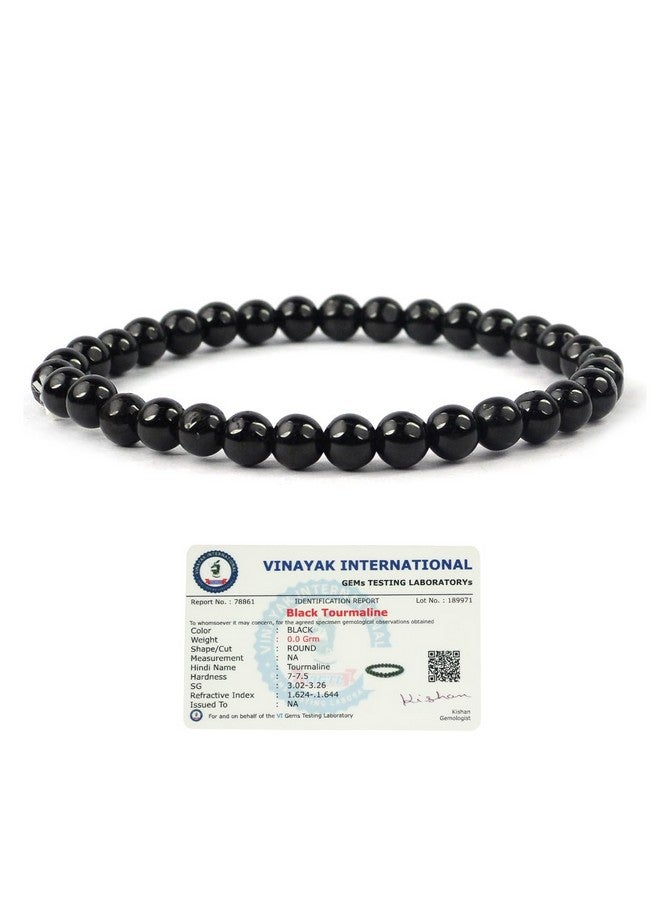 Reiki Crystal Products Certified Black Tourmaline Bracelet Reiki Healing Crystal Stone 6 Mm Bracelet, Charged By Reiki Grandmaster & Vastu Expert - Unisex Adult - Image 1