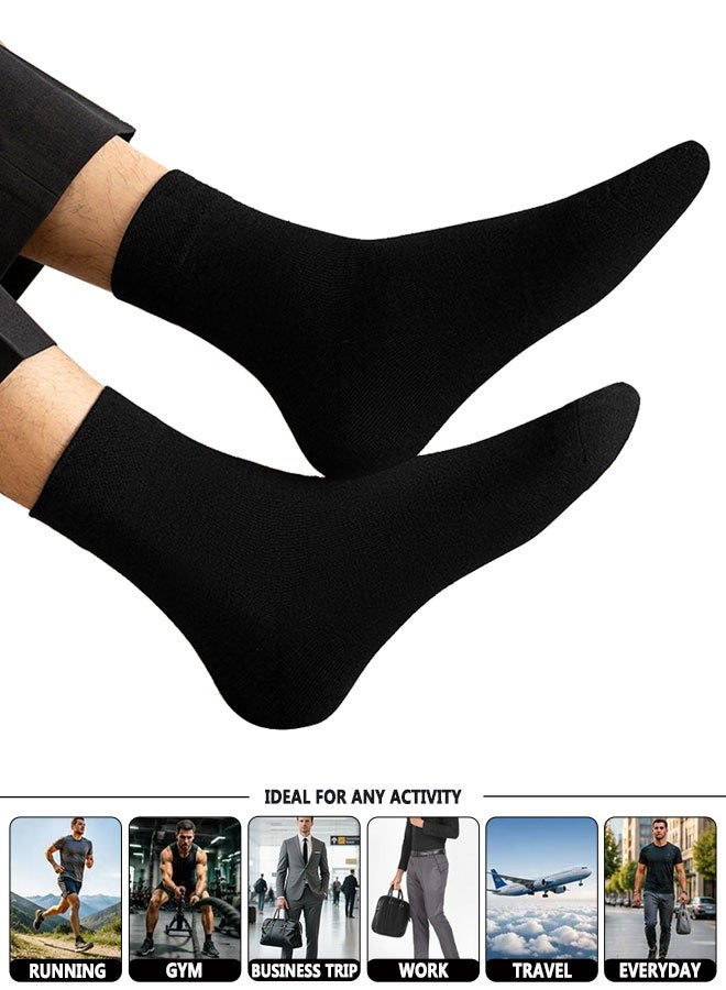 HOOTO 5 Pairs of unisex Breathable and Comfortable 100% Cotton mid-calf socks,  Regular Fit and Regular Thickness, 5 Pairs in Each Pack, Perfect for Daily Wear, Business and Casual Occasions（black） ﻿ - Image 5