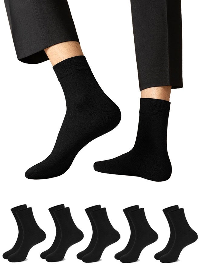 HOOTO 5 Pairs of unisex Breathable and Comfortable 100% Cotton mid-calf socks,  Regular Fit and Regular Thickness, 5 Pairs in Each Pack, Perfect for Daily Wear, Business and Casual Occasions（black） ﻿ - Image 2