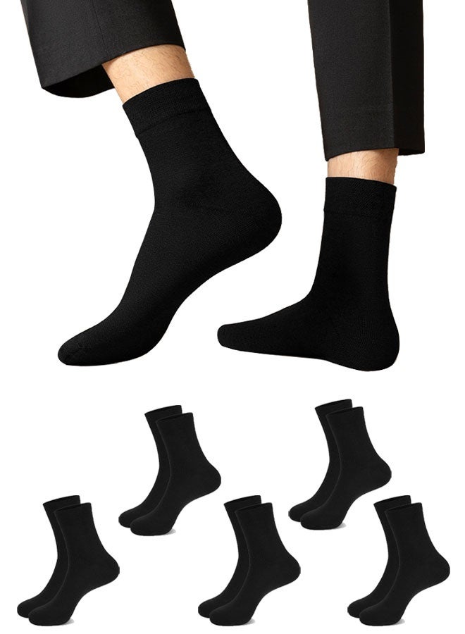 HOOTO 5 Pairs of unisex Breathable and Comfortable 100% Cotton mid-calf socks,  Regular Fit and Regular Thickness, 5 Pairs in Each Pack, Perfect for Daily Wear, Business and Casual Occasions（black） ﻿ - Image 1