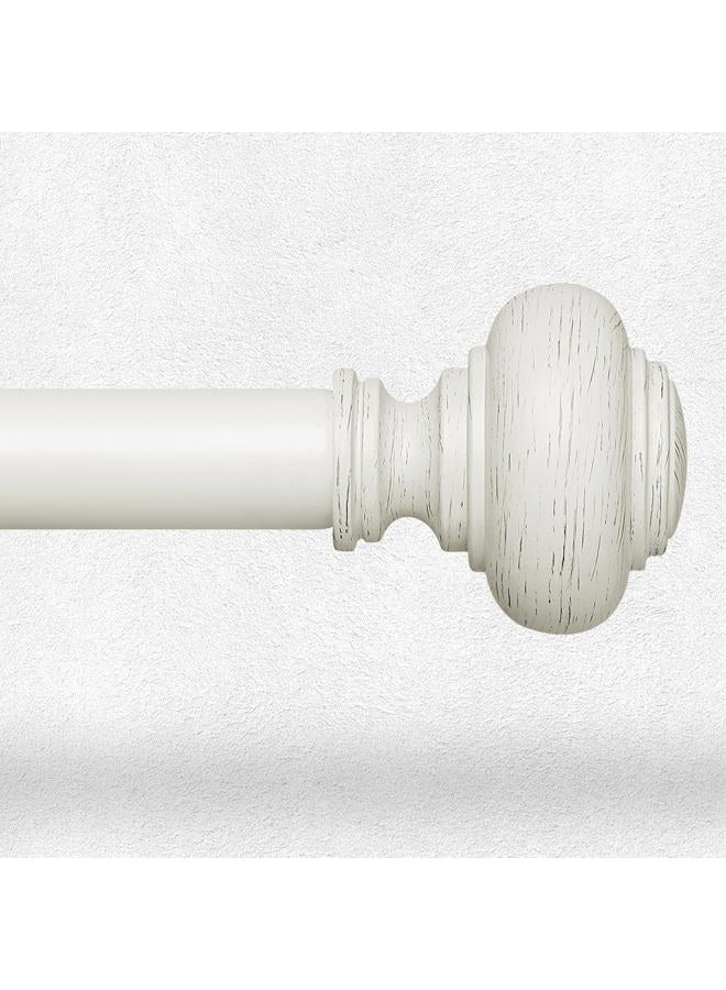 Wolistsa White Curtain Rods for Windows 66 to 120 Inch, Boho Vintage Decorative 1'' Diameter Long Rustic Curtain Rod, Adjustable Heavy Duty Farmhouse Drapery Pole Set with Antique White Grain Finials - Image 1