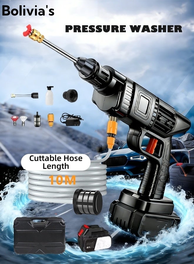 Bolivia's Pressure Washer, Car Washing Pressure Pump,Handheld Cordless Electric Pressure Washer - Portable Design with 6 Nozzles & Water Tank for Car Washing, Home Cleaning, Garden Use - Image 1