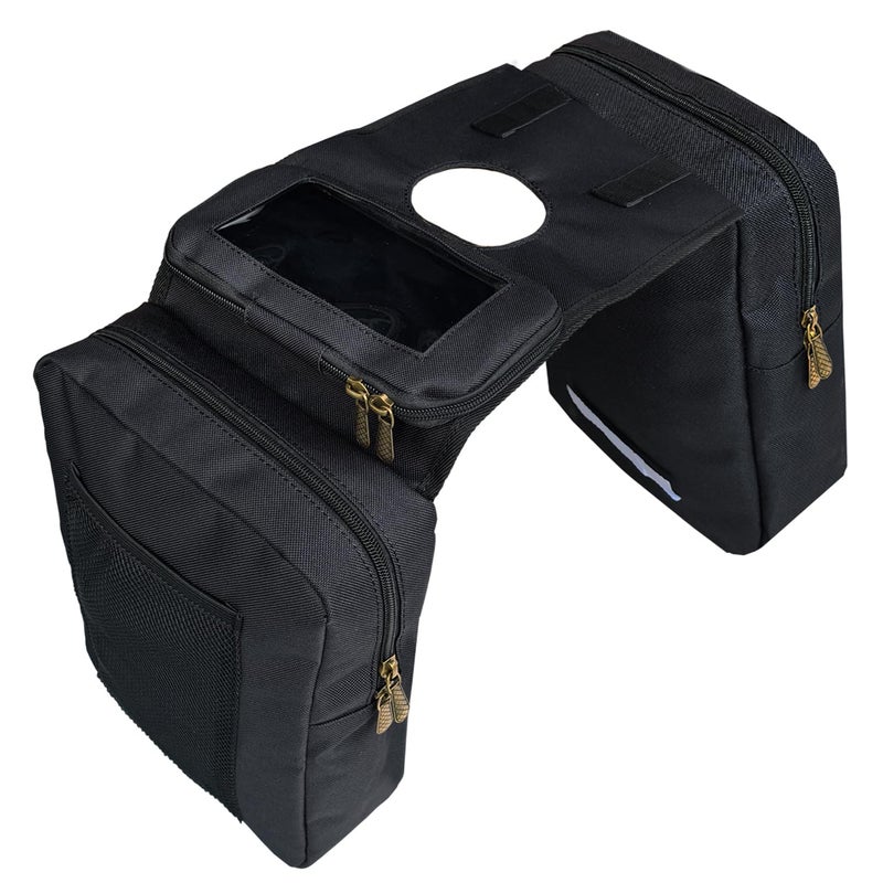 Vanlison ATV Tank Bag Saddle Bag Waterproof Motorcycle Bag Compatible with Snowmobile Sportsman Scrambler FourTrax Grizzly UTV Hanging Storage Bag Black