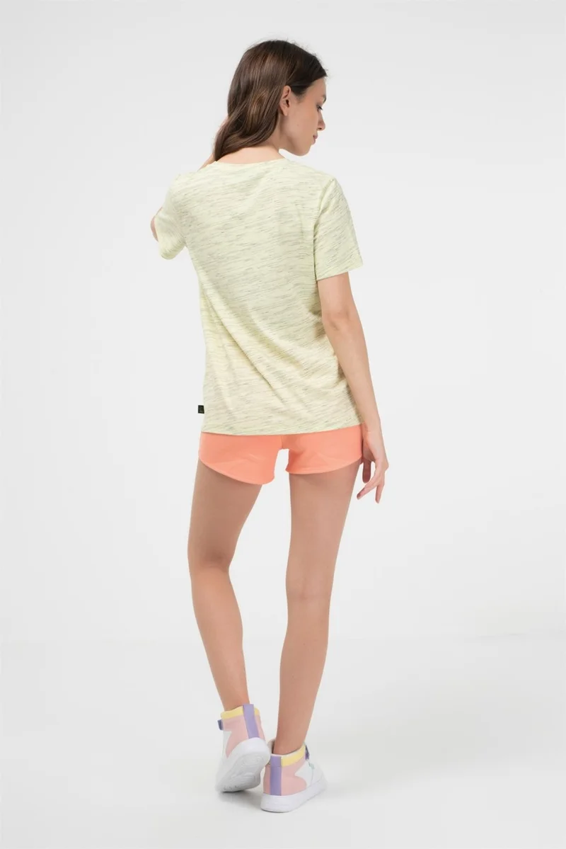BRZ Collection Yellow Color Black Fleece Women's Short Sleeve T-Shirt