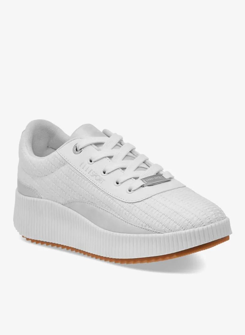 ELLE Women's Textured Sneakers with Chunky Sole and Lace-Up Closure