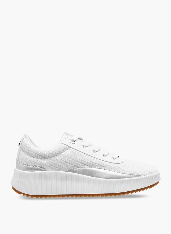 ELLE Women's Textured Sneakers with Chunky Sole and Lace-Up Closure